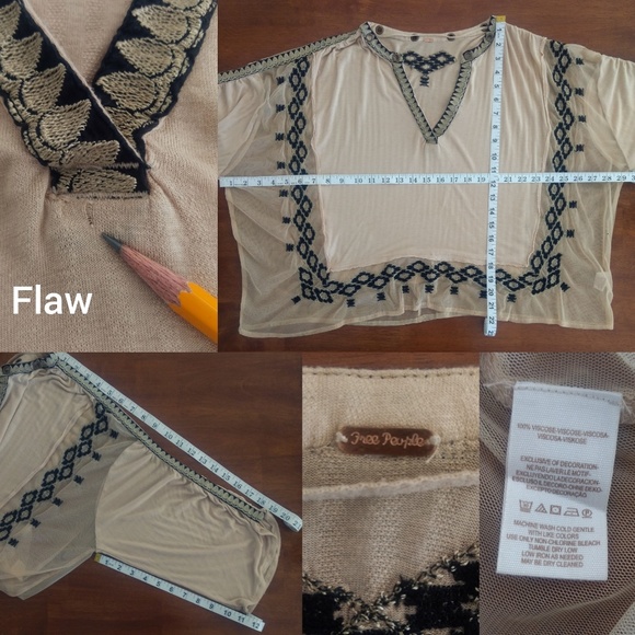 Free People Eden Embroidered Peasant Top Bohemian - Picture 8 of 8